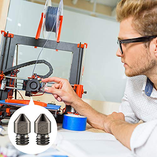 Mudder Hardened Steel Nozzle 0.4 Mm/ 1.75 mm 3D Printer Mk8 Nozzles High Temperature Wear Resistant Compatible with Ender 3/ Ender3 Pro, Prusa I3, Makerbot Creality Cr-10 All Metal Hotend Mudder