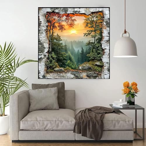 Forest Landscape Stamped Cross Stitch Kits - Sunrise Needlepoint Counted Cross Stitch Kits for Beginners Adults Patterns Dimensions Needlecrafts Embroidery Kits Arts and Crafts