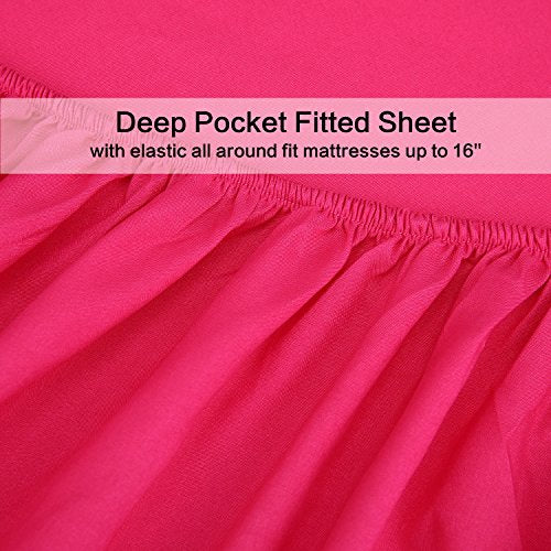 Best Season 3 Piece Bed Sheet Set (Twin,Hot Pink) 1 Flat Sheet,1 Fitted Sheet and 1 Pillow Cases,100% Super Soft Brushed Microfiber 1800 Luxury Bedding,Deep Pockets &Wrinkle,Fade Resistant Best Season