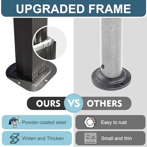 Domi 8x5FT Hardtop Grill Gazebo, Grill Canopy for Outdoor Grill w/Double Galvanized Steel Roof, 2 Side Shelves and Ceiling Hooks, Grill Tent BBQ Gazebo for Patio Garden Backyard, Grey domi outdoor living