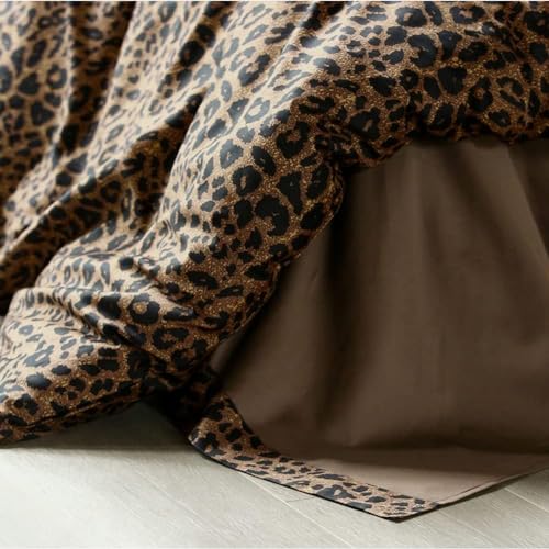 mixinni Animal Cheetah Comforter Set King 3 Pieces Leopard Print Comforter Sexy Soft Fluffy Brown/Black Floral Printed Pattern Bed Set with 2 Pillowcases for All Season-King Size mixinni