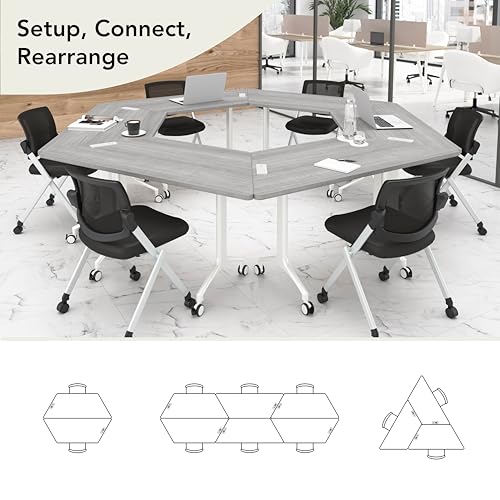 Bush Business Furniture 60-inch Trapezoid Modular Office Conference Table, Synergy Collection, Platinum Gray Bush Furniture