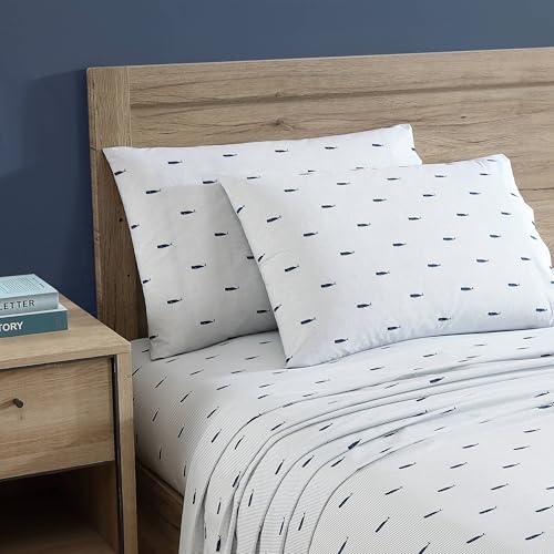 Nautica - Twin Size Sheet Set, Crisp & Tailored Cooling Sheets with a Smooth Cotton Percale Lightweight Feel - Bed Sheets with Matching Pillowcase & Fitted Sheet (Whale Stripe Blue) Nautica