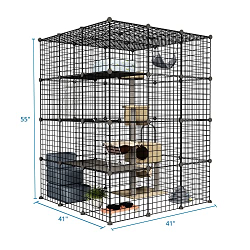 Eiiel Outdoor Cat Enclosure,Largr Cages,Catio with Super Large Enter Door,House Balcony Cat Playpen with Platforms,DIY Kennels Crate Large Exercise Place Ideal for 1-4 Cats Eiiel