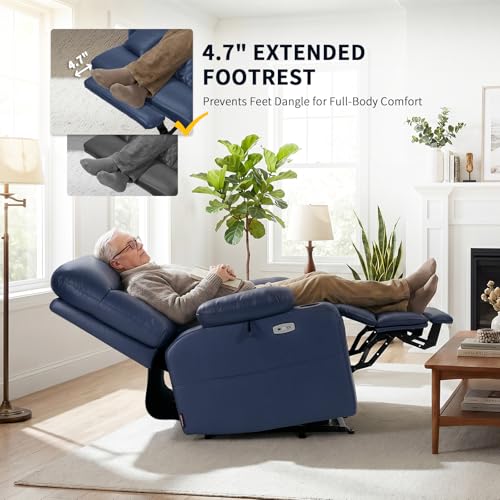 EONIX Power Lift Recliner Chair for Elderly with Heat and Massage, 400lbs Heavy Duty Electric Recliner Chairs for Adults with Cup Holders and USB Charging Ports, SLRY019020, Navy Blue