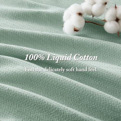 Madison Park Liquid Cotton Luxury Blanket Premium Soft Cozy 100% Ring Spun Cotton For Bed , Couch or Sofa, King, Sea Foam Madison Park