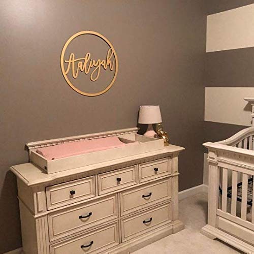 Custom Round Wood Name Sign - Personalize with Name - 3 Sizes" 12, 18, 24 inches wide – Baby Shower, Birthday Party, Nursery Decor- Made by Lavender Generic