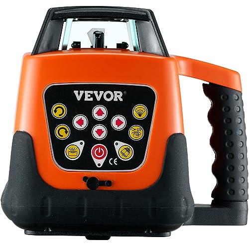 VEVOR Rotary Laser Level 1650ft,360 Degree Self Leveling Red Cross Line Laser,5 Rotation Speeds&4 Scanning Angles Adjustment,IP66 Waterproof Remote Control Manual Self-leveling Mode,Battery Included VEVOR