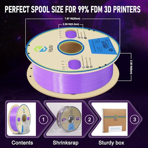 YOUSU 3D Printer Filament 1.75mm PLA Filament Glow in Dark PLA Filament Purple 3D Printing Filament 1kg(2.2lbs) Spool. Yousu