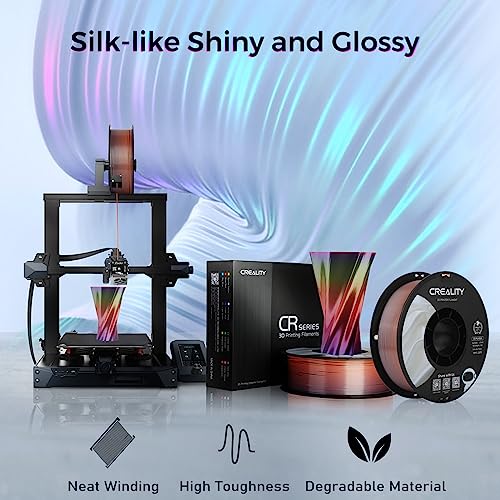 Creality Rainbow Silk PLA 3D Printer Filament 1.75mm, Gradient Multicolor, High Smoothness & Toughness, +/-0.02mm, 3D Printing Filament 1KG/2.2lb (Rainbow) Creality