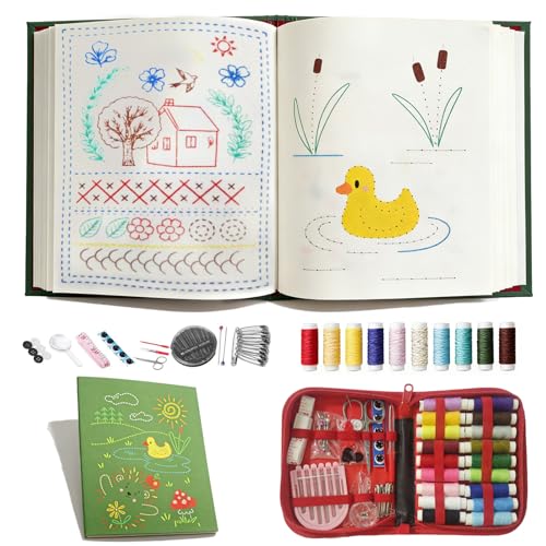2026 Upgraded Embroidery Stitch Book Kit for Beginner, DIY Book Embroidery Kit with Full Tools and Instructional Tutorial 106 Patterns for Craft Lovers and Sew Enthusiast,DIY Craft Lovers (1pcs)