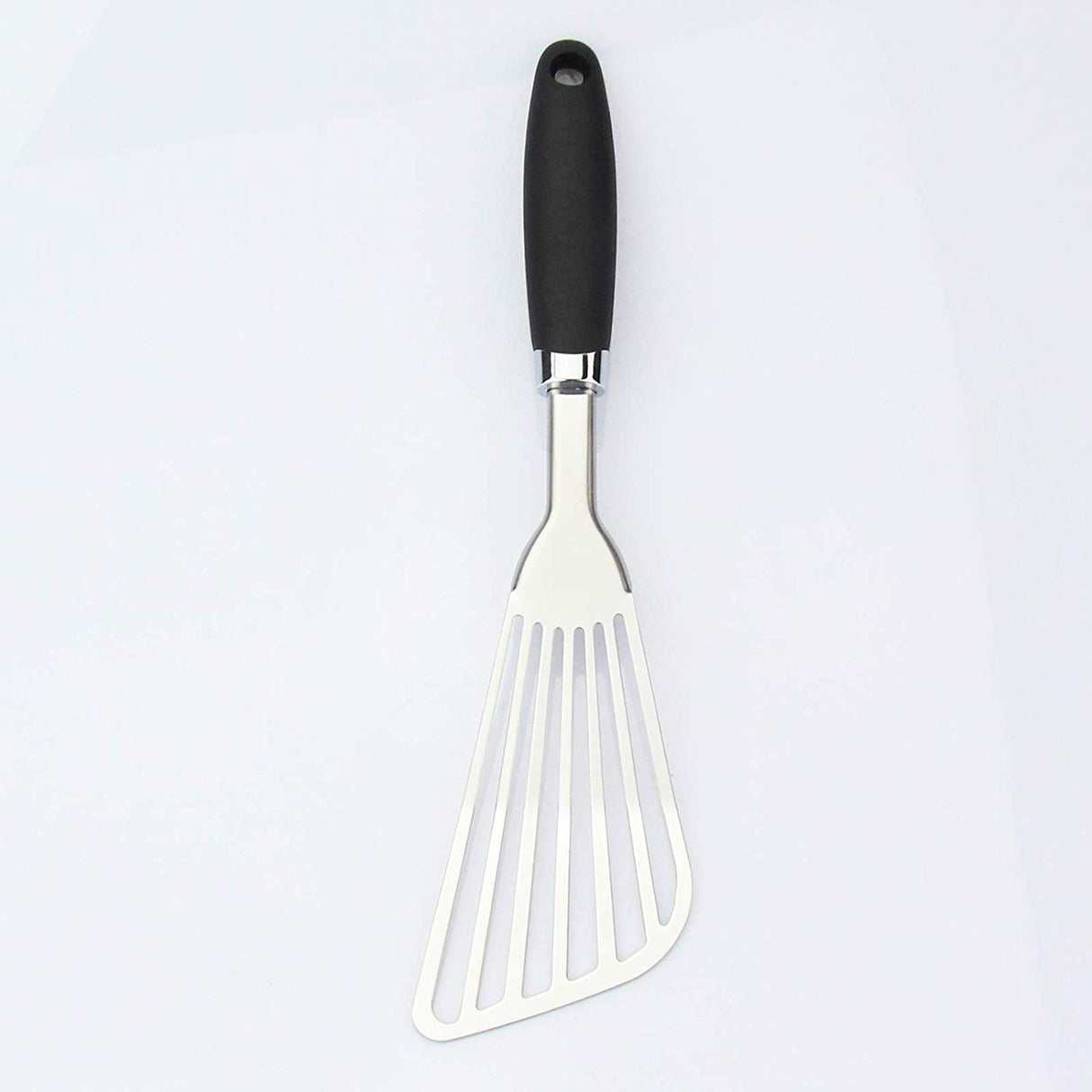 304 Stainless Steel Fish Spatula, Non-Slip Ergonomic Handle Slotted Spatula, Black JXWING