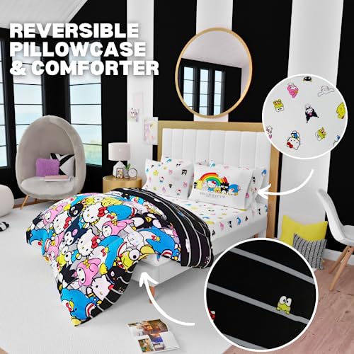 Franco Collectibles Hello Kitty & Friends Bedding 7 Piece Super Soft Comforter and Sheet Set with Sham, Full, (Official Licensed Product) Franco