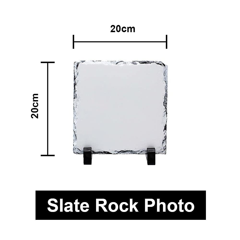 MR.R Sublimation Blank Square Rock Slate Photo Plaque Picture Frame, Customized Photo Frame Novelty for Wedding,Birthday,Baby Birth,7.88 x 7.88 inch MR.R