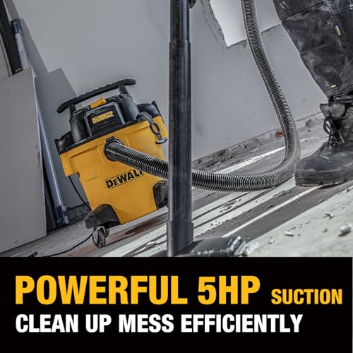 DEWALT 6 Gallon STEALTHSONIC Wet Dry Shop Vac, Powerful Suction & Portable Shop Vacuum with Attachments, Ultra Quiet Heavy Duty Shopvac for Home, Garage, Car, Workshop, Jobsite, DXV06P-QT, 5 Peak HP DEWALT
