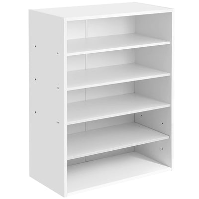 HAIOOU 6 Tier White Shoe Rack, 24 Inches Stackable Wooden Shoe Shelf Organizer Free Standing Shoe Storage Stand with One Movable Storage Shelf for 10-15 Pairs, Perfect for Entryway, Hallway, Closet