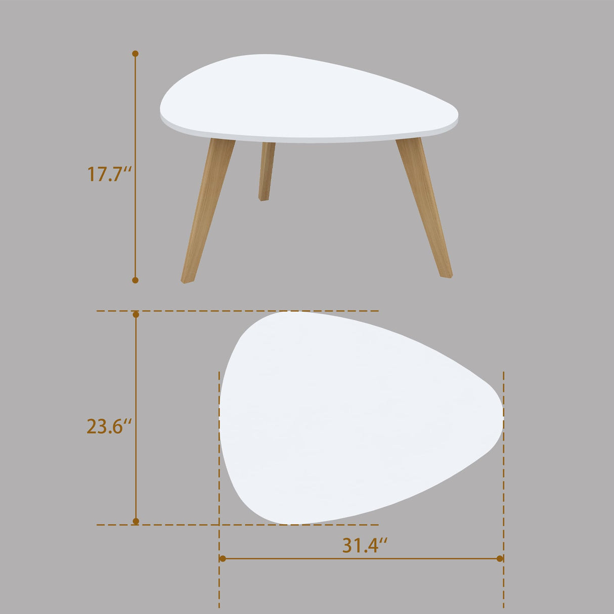 YAUKOMEL Small Oval Coffee Table,31.5" White Leaf-Shaped Center Table,Mid Century Minimalist Display Coffee Table for Living Room Small Space,Easy Assembly,White LCT50W YAUKOMEL