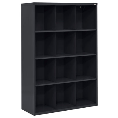 Sandusky Lee IC00461866-09 Heavy Duty Welded All Steel Cubby Storage Cabinet with 12 Sections, 46" Depth x 18" Width x 66" Height, Black