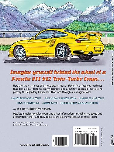 Luxury Cars Coloring Book (Dover Planes Trains Automobiles Coloring) Dover Publications