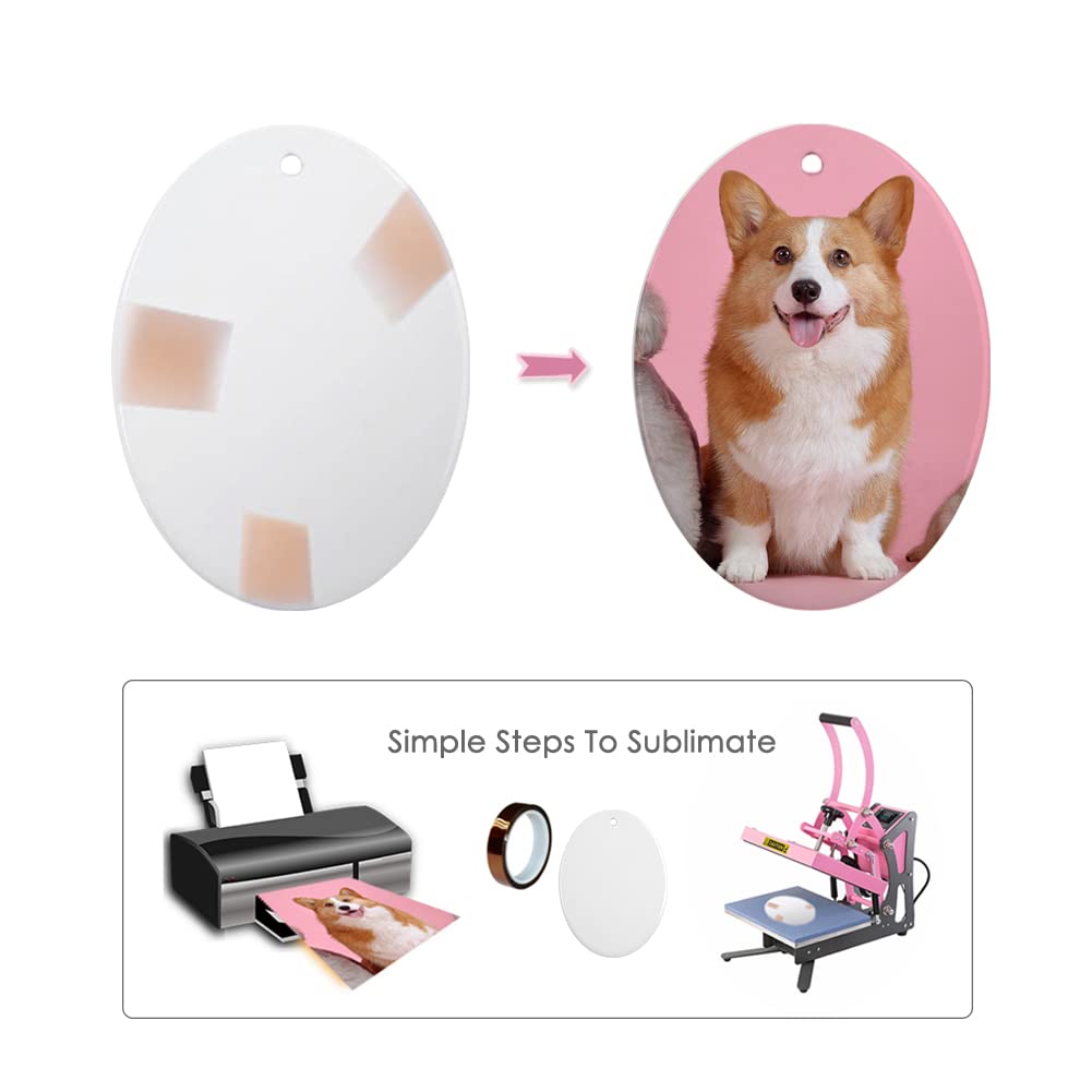 imprintfavor 12pcs Sublimation Ornaments Ceramic 3 inch Oval Christmas Ornament Bulk Hanging Sublimation Ornaments Blanks for Crafting and Personalization (Oval) imprintfavor