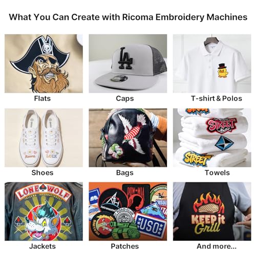 Ricoma Swift 1501 15-Needle Commercial Embroidery Machine, 20.5"x13.8" Large Embroidery Area, 1200SPM Max Speed, 10.1" Touchscreen, Wi-Fi/USB, 3D Cap & Flat Clothing Embroidery for Business