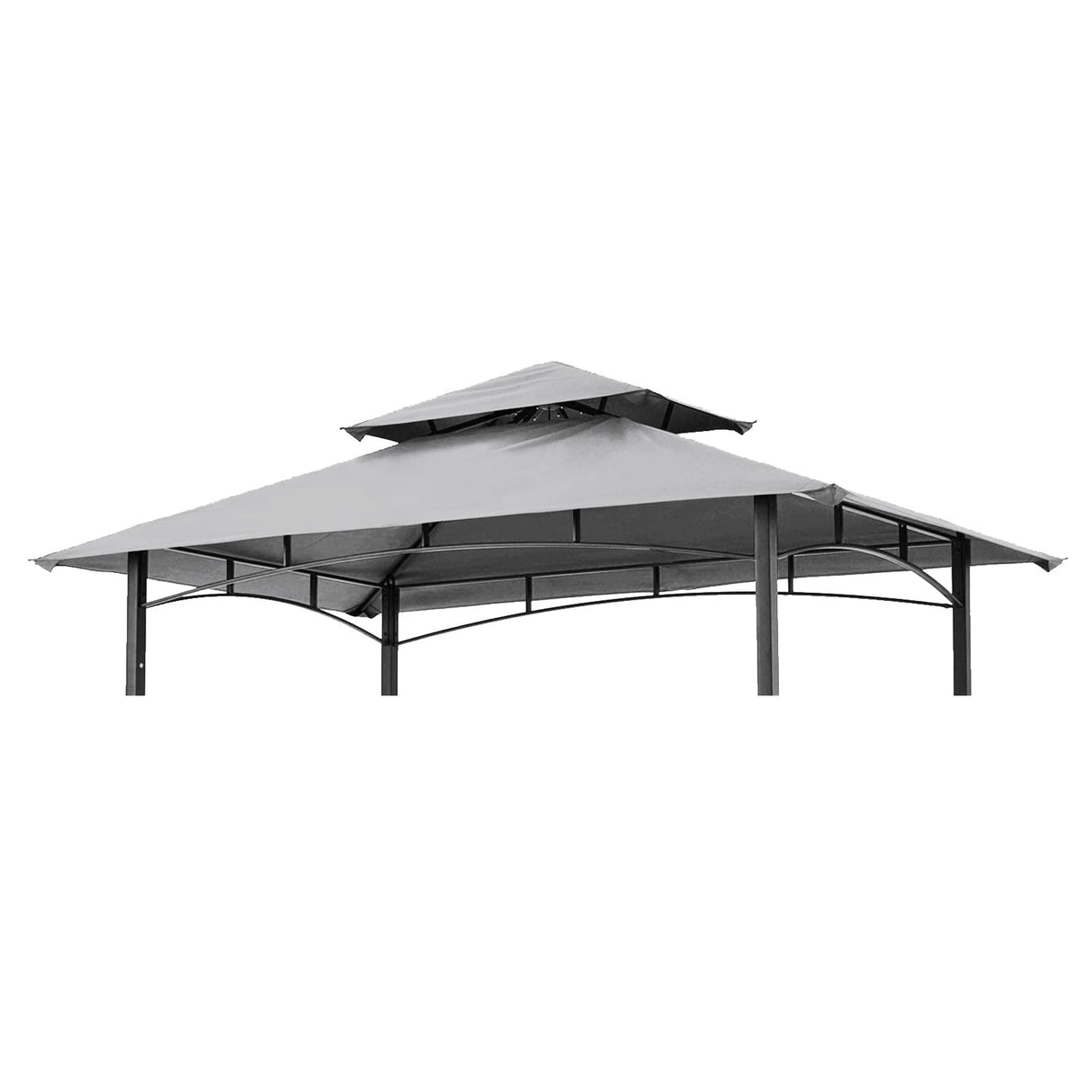 Grill Gazebo Replacement Canopy Roof – Hugline 5x8 Outdoor Grill Shelter Canopy Top Double Tiered BBQ Tent Cover Fit for Model L-GG001PST-F (Gray) Hugline