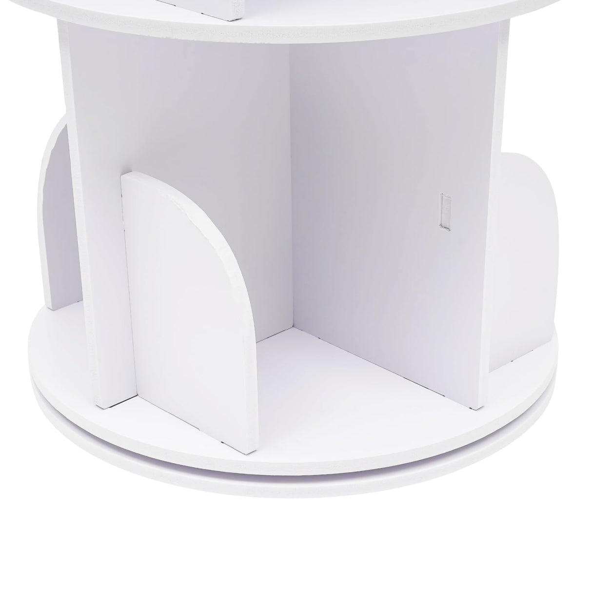 KONGKUNI 2-Tier Rotating Bookshelf Tower - Modern White 360-Degree Spinning Bookcase for Small Spaces KONGKUNI
