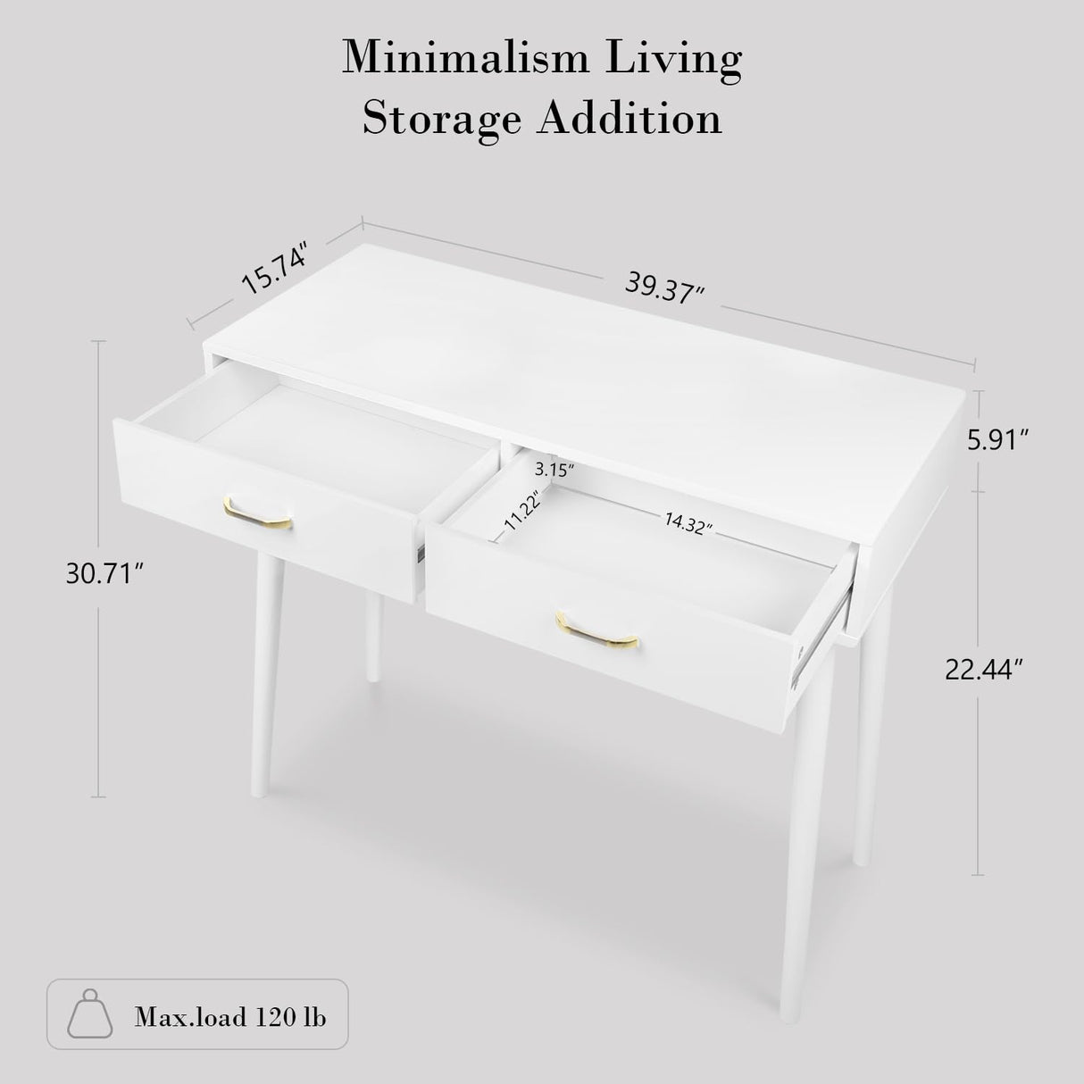 FUNKOCO White Small Desk with Drawers - 40 Inch Home Office Study Writing Desk for Bedroom, Vanity Desk with 4 Solid Legs, Modern Computer Desk for Small Spaces FUNKOCO