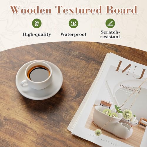 OLIXIS Wooden Coffee Table, Lift Top Coffee Table with Large Hidden Compartment and Ample Storage Shelf, Lift Tabletop Dining Table for Living Room, Home Small Space, Rustic OLIXIS