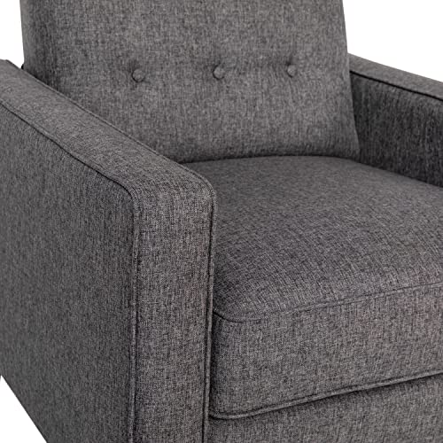Flash Furniture Ezra Ezra Pushback Recliner - Mid-Century Modern Gray Fabric Upholstery - Button Tufted Back - Residential & Commercial Use Flash Furniture