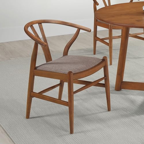 Coaster Home Furnishings Dinah Danish Y-Shaped Back Wishbone Dining Side Chair Walnut and Brown (Set of 2) Coaster Home Furnishings