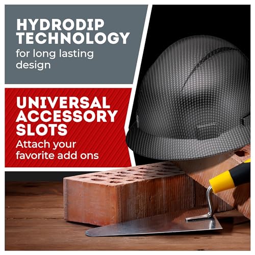 Acerpal Full Brim Non-Vented Classic Black Carbon Fiber Design Matte Finish OSHA Construction Approved Hard Hat with 6-Point Suspension Casco de construccion ACERPAL