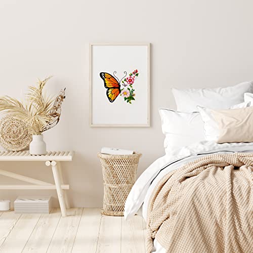 Louise Maelys Butterfly Flower Embroidery Kits Stamped Cross Stitch Kit for Adults Beginners Needle
