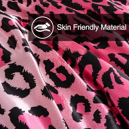 A Nice Night Leopard Printed,Satin Silky Soft Quilt Sexy Luxury Super Soft Microfiber Comforter Quilt Bedding Comforter Set Full/Queen, Light Weighted (Pink, King(88-by-102-inches)) A Nice Night