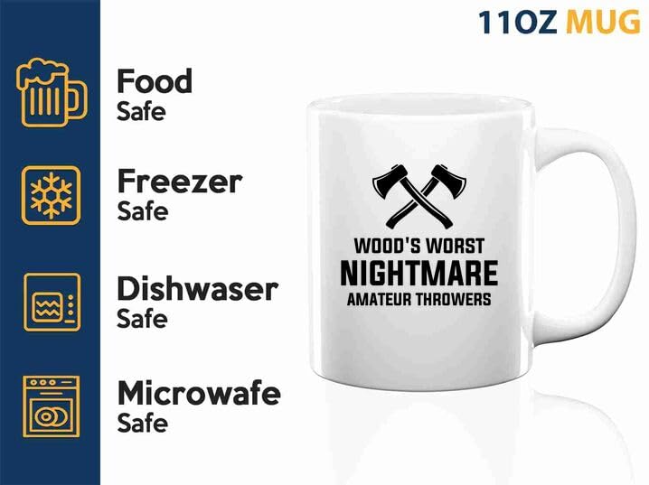 Axe Throw Coffee Mug 11oz White -Woods worst - Sport Game Tomahawk Target Throwing wooden Competition Hunting Luxe Gifting