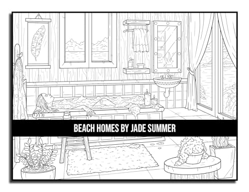 Beach Homes: An Adult Coloring Book with Beautiful Vacation Houses, Charming Interior Designs, and Relaxing Nature Scenes WoodArtSupply