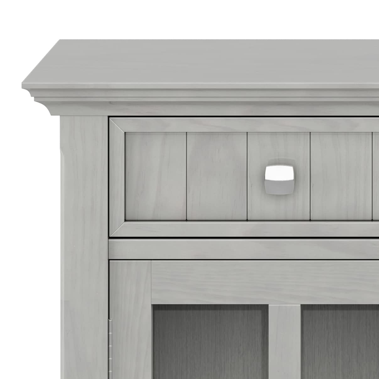SIMPLIHOME Acadian SOLID WOOD 36 Inch Wide Rustic Entryway Hallway Storage Cabinet in Fog Grey, For the Living Room, Entryway and Family Room SIMPLIHOME