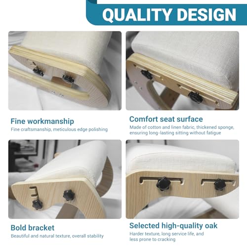 CHIESMA Ergonomic Kneeling Chair with Back Support, Adjustable Height Wooden Knee Chair - Improve Posture with an Angled Seat, with Cushion for Home, Office (Ivory) CHIESMA
