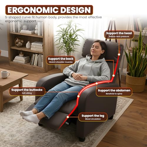 FDW Recliner Chair Reclining Sofa Leather Chair Home Theater Seating Lounge with Padded Seat Backrest