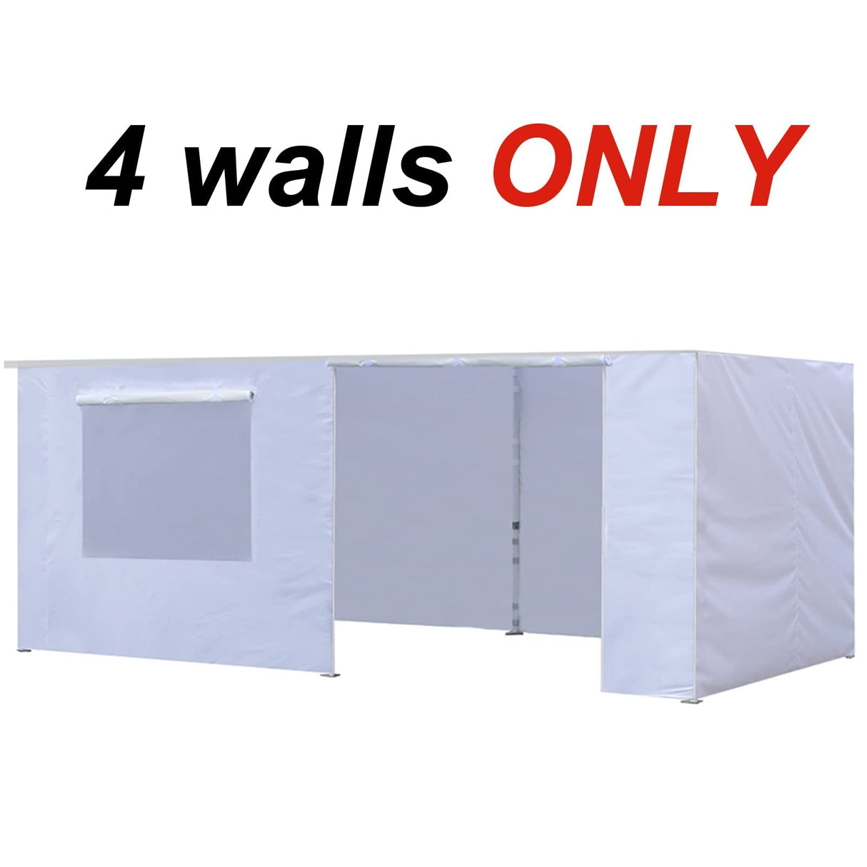Eurmax USA Full Zippered Walls for 10 x 20 Easy Pop Up Canopy Tent,Enclosure Sidewall Kit with Roller Up Mesh Window and Door 4 Walls ONLY,NOT Including Frame and Top(White) Eurmax