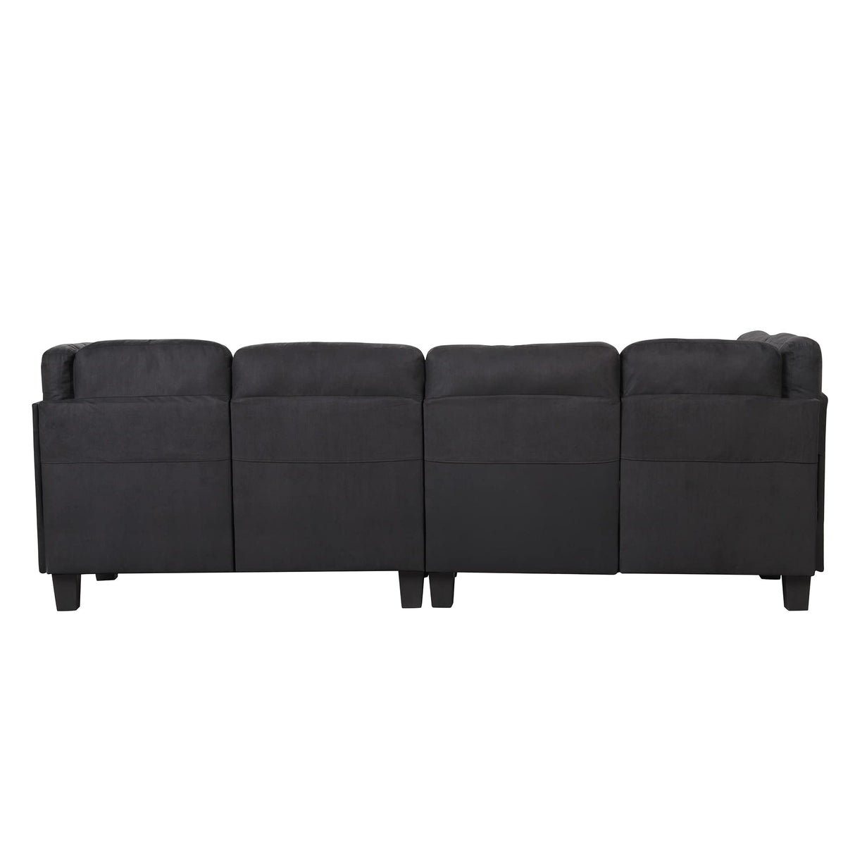 Divano Roma Furniture Modern Tufted Micro Suede L Shaped Sectional Sofa Couch with Reversible Chaise & Ottoman, Large, Black Divano Roma Furniture