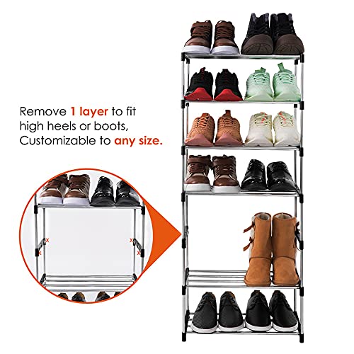 Xerhnan 3-Tier Stackable Small Shoe Rack, Lightweight Shoe Shelf Storage Organizer for Entryway, Hallway and Closet(Black) Xerhnan