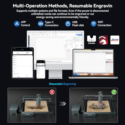 ATOMSTACK 48000mW Laser Engraver, A40 PRO V2 with Air Assist, 30000mm/min Laser Cutter for Bulk Engraving Cutting High Accuracy Laser Engraving Machine for Wood Acrylic Leather Stone Metal ATOMSTACK