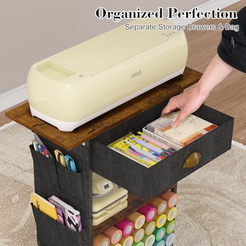 Craft Organizers and Storage Cart: Craft Room Cart for Organizing Cutting Accessories and Machine, Vinyl Roll Storage and Organization Holder, Heat Press Stand Table with Wheels Lyuwanxian