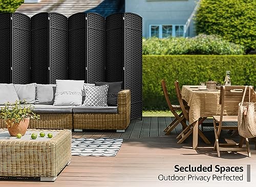 Sorbus 8-Panel Black Room Divider with Double Hinged Panels, 6 ft Tall Folding Privacy Screen Sorbus