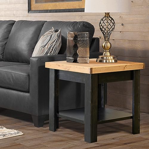 American Furniture Classics Gun Concealment Nightstand End Table, Chic Black with Honey Top American Furniture Classics