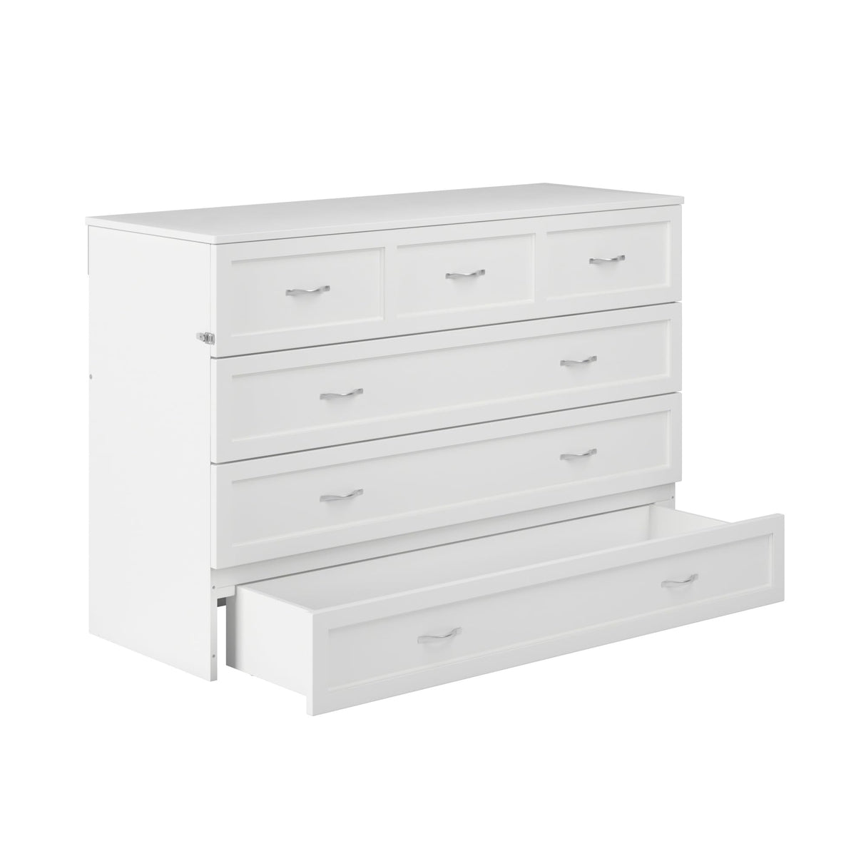 AFI, Northfield Queen Murphy Bed Chest with Mattress, Storage Drawer and Built-in USB Charger, White AFI