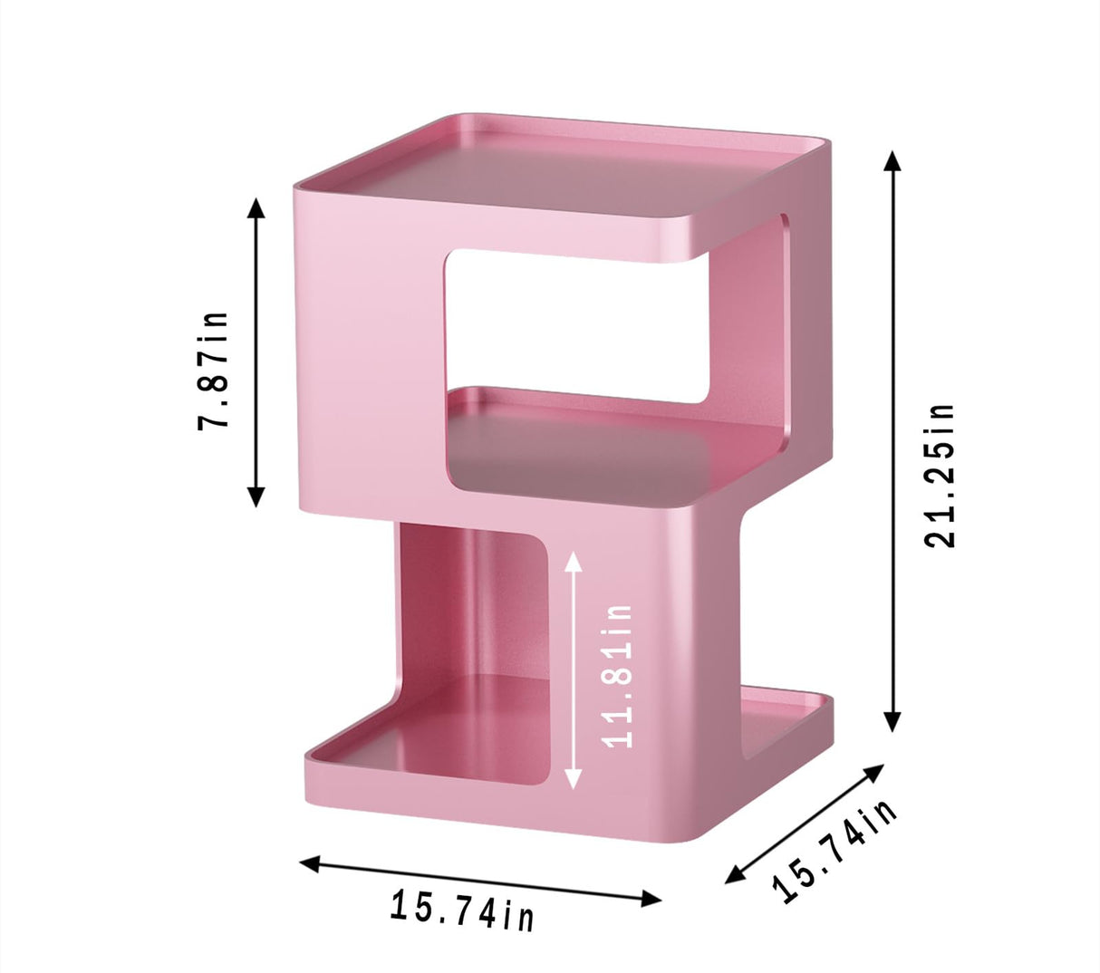 BAOGELIYA Metal Small Nightstands, Modern Side Table with 3 Tiers Storage, Pink End Table for Couch, Living Room Bedroom, Bedside Tables No Assembly Required BAOGELIYA