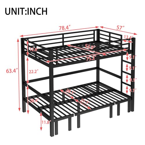 Harper & Bright Designs Full Over Full Pull-Out Metal Bunk Bed, Lower Bunk Can be Pulled Out in Three Sections, Top Bed Equipped with Safety Guardrails, Black Harper & Bright Designs
