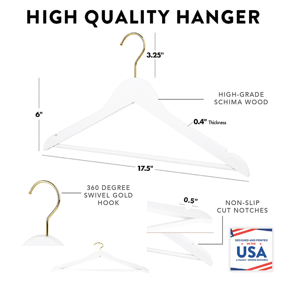 Andaz Press Personalized Bridal Hangers, Premium White Wooden Hangers for Wedding Dress, Bridesmaid Dresses, Bridal Party, Custom Name Wedding Gift, Andaz Press